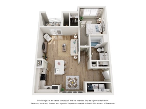 Floor plan for 1 bed, 1 bath, 811 sqft
